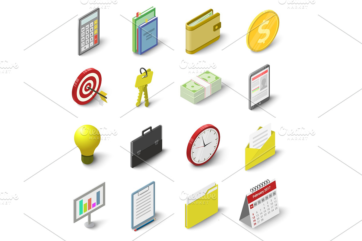 Business icons set, isometric 3d in Illustrations - product preview 8