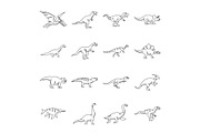 Dinosaur icons set, outline style