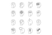 Head logos icons set, outline style