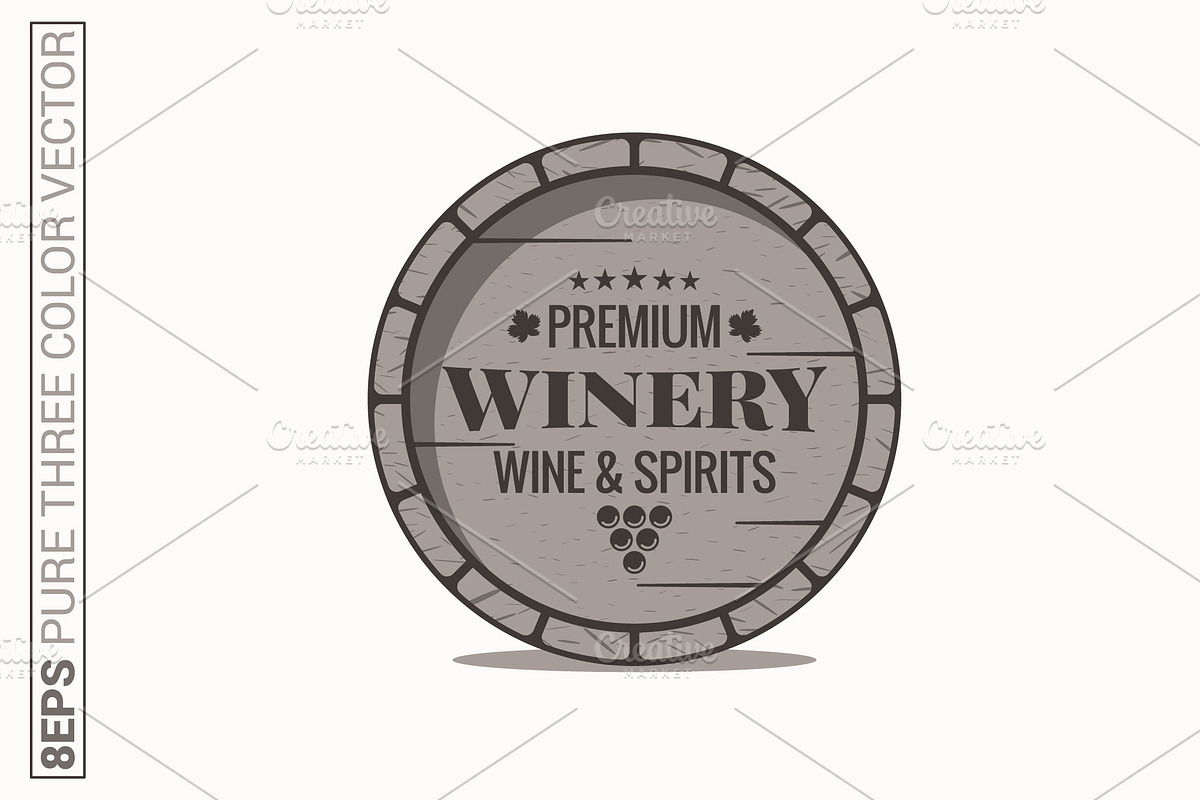 Wine barrel design. Winery wine in Objects - product preview 8