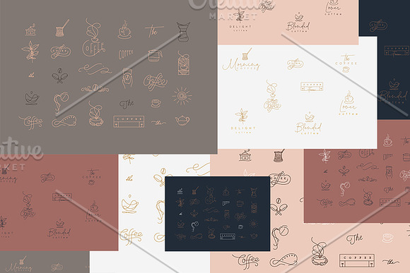 Coffee Logo Elements Flat in Illustrations - product preview 4