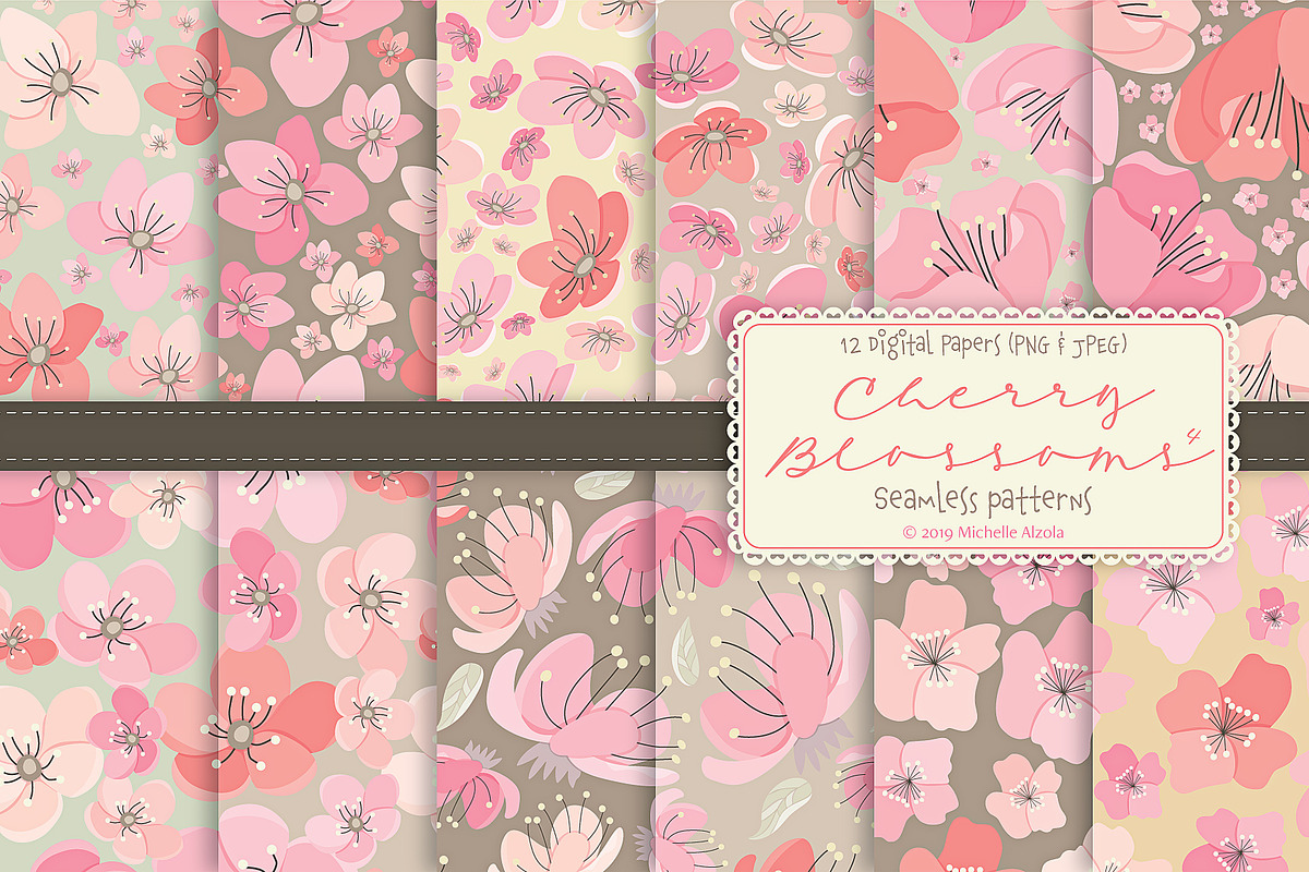 Cherry Blossoms 04 Pink and Peach in Patterns - product preview 8