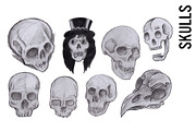 Grungy Skull Sketches Clipart