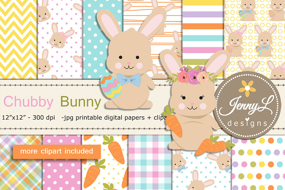 Easter Bunny Digital Paper & Clipart