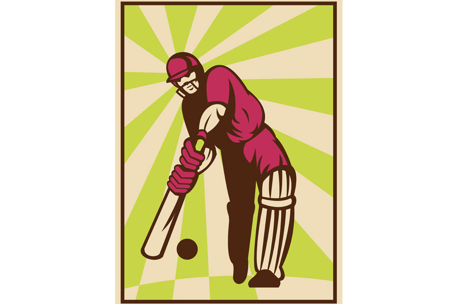 Cricket Player Batting Ball in Illustrations - product preview 8