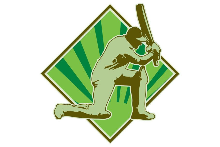 Cricket Player Batsman Batting Retro in Illustrations - product preview 8