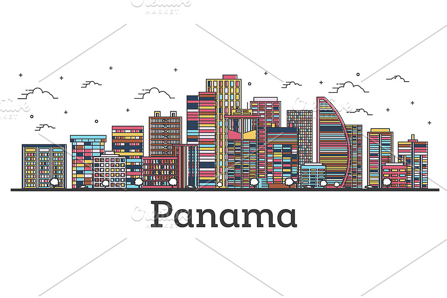 Outline Panama City Skyline in Illustrations - product preview 8