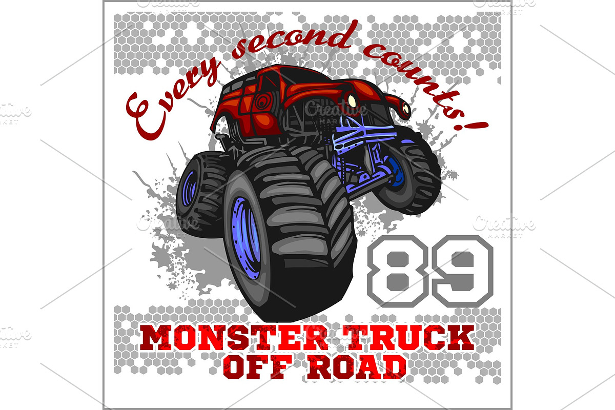 Monster Truck - off road badge in Illustrations - product preview 8