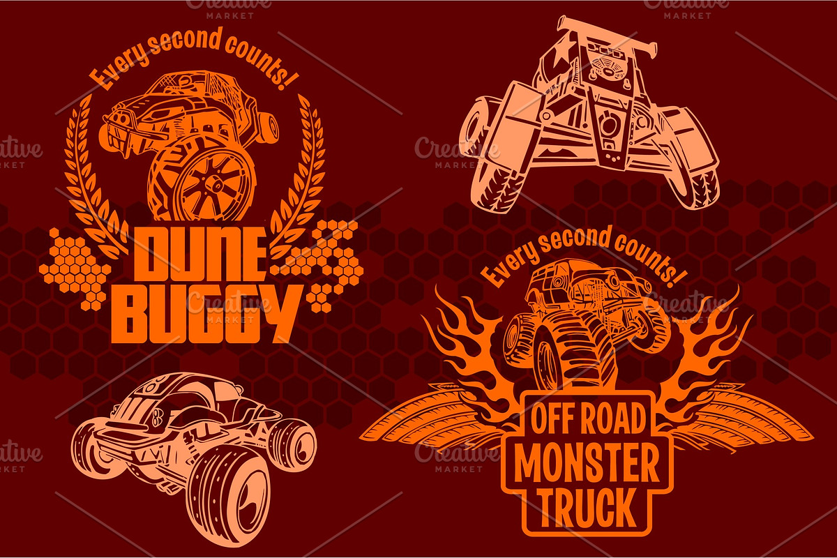 Dune buggy and monster truck - in Illustrations - product preview 8