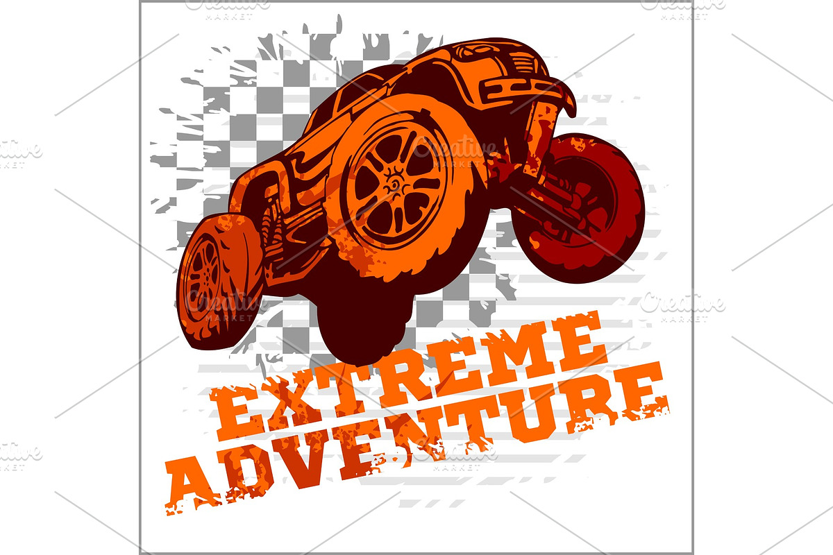 Vector emblem with off-road cars in Illustrations - product preview 8
