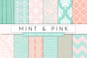 Pink & Mint Digital Papers