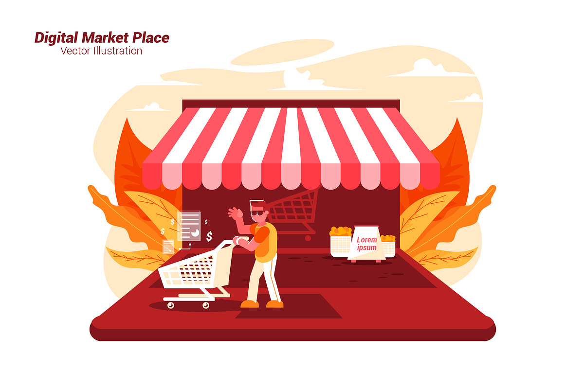 Market Place - Vector Illustration in Illustrations - product preview 8