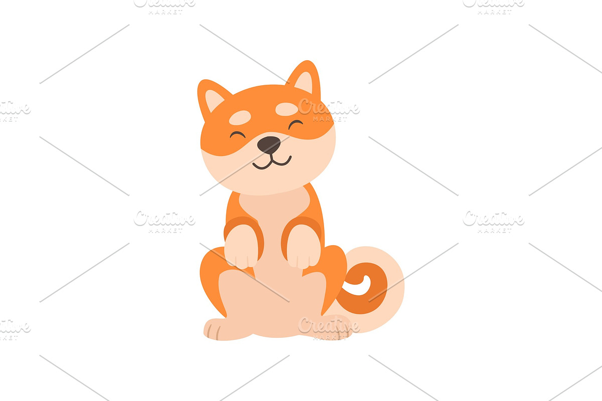 Cute Shiba Inu Dog Sitting in Illustrations - product preview 8