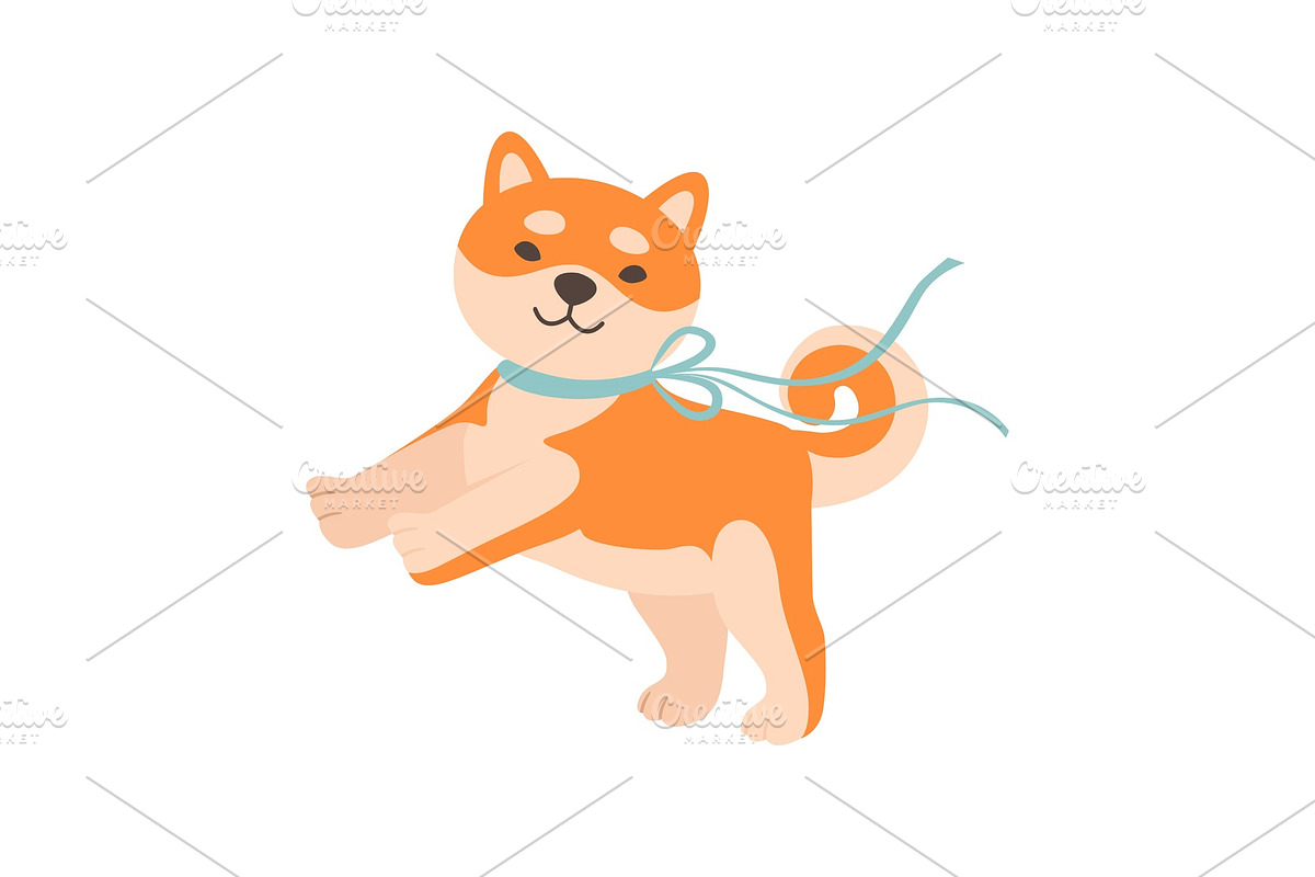 Shiba Inu Dog with Leash, Cute in Illustrations - product preview 8