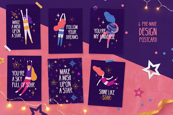 Space Girls ★ Cute set illustration in Illustrations - product preview 3