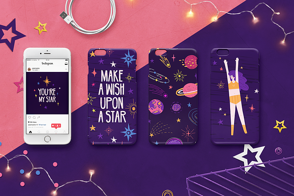 Space Girls ★ Cute set illustration in Illustrations - product preview 6