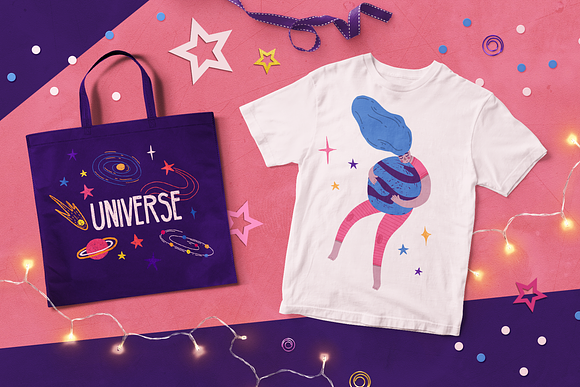 Space Girls ★ Cute set illustration in Illustrations - product preview 7
