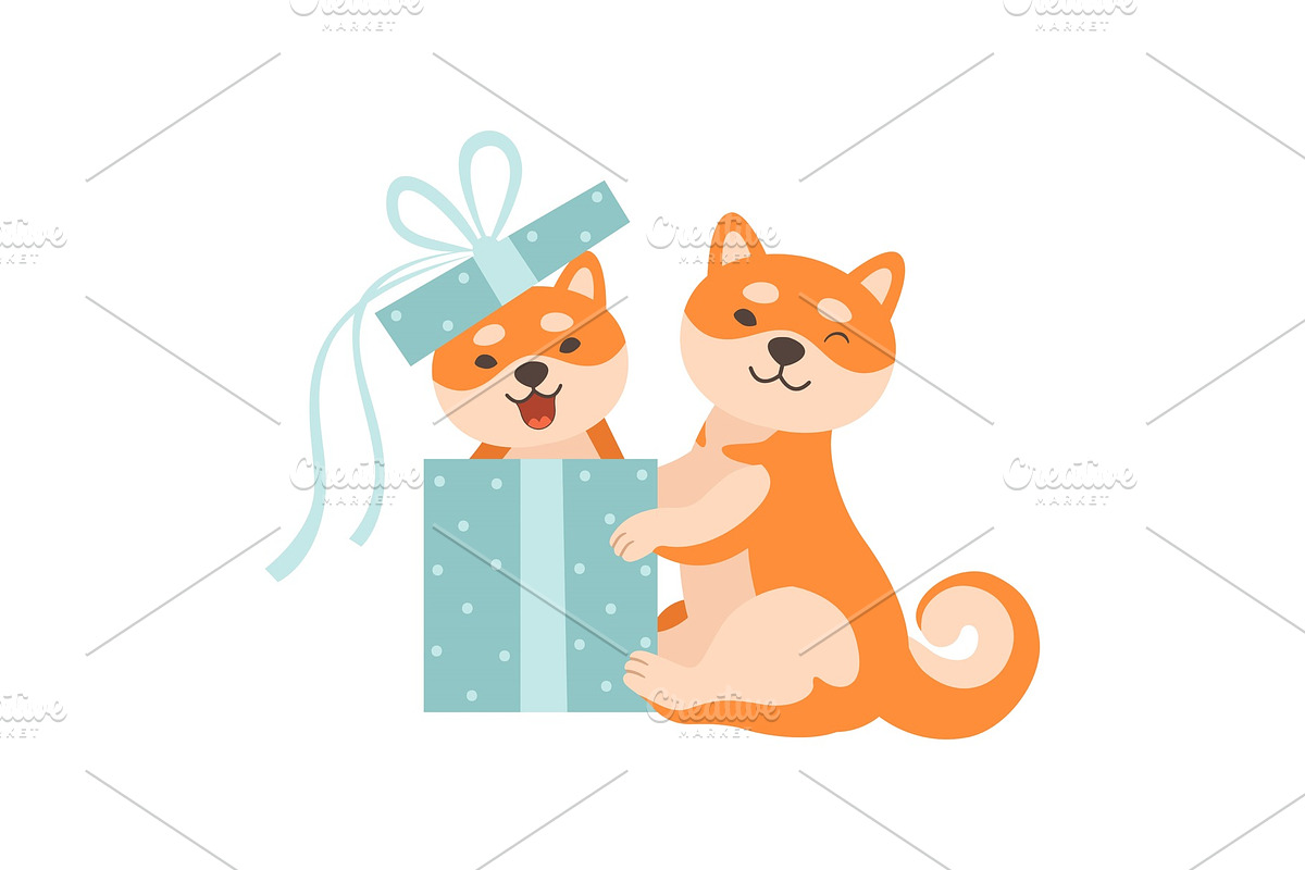 Two Cute Shiba Inu Dogs, One Dog in Illustrations - product preview 8