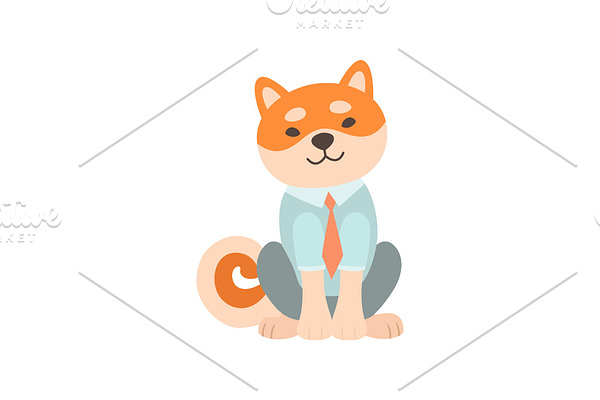 Shiba Inu Dog Businessman Character