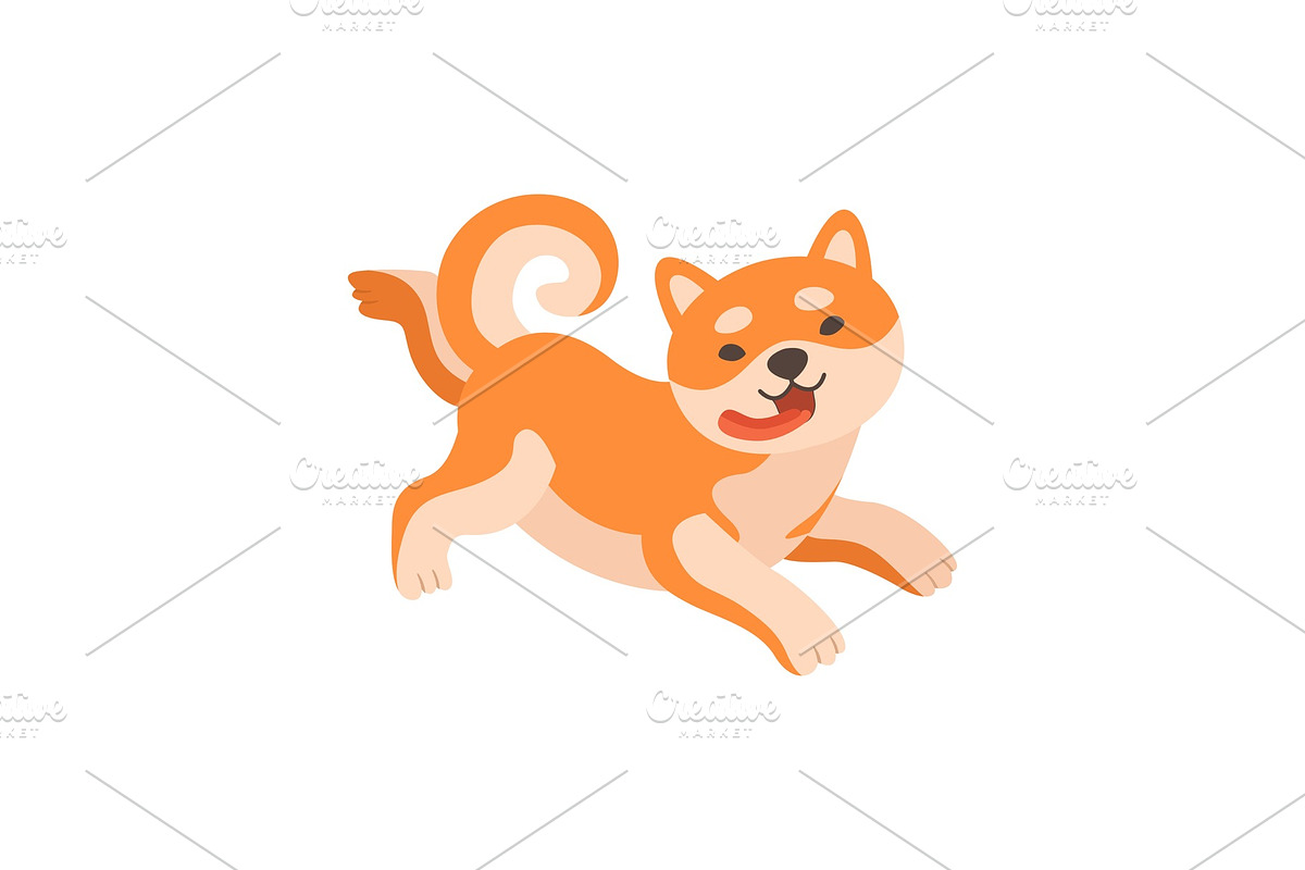 Shiba Inu Dog Running with Tongue in Illustrations - product preview 8