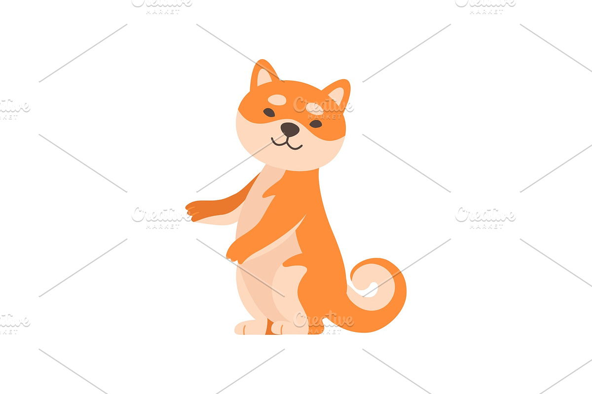 Shiba Inu Dog Standing on Two Legs in Illustrations - product preview 8