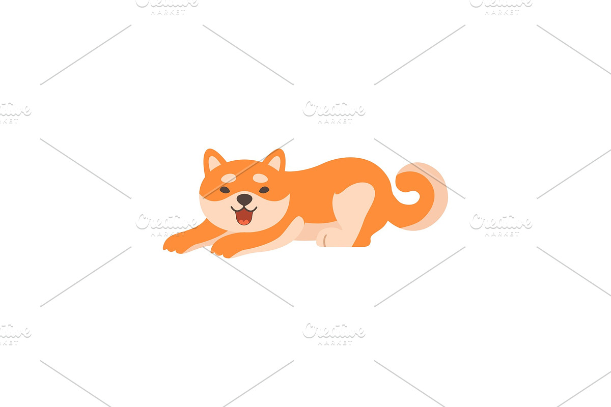 Cute Shiba Inu Dog Lying, Adorable in Illustrations - product preview 8
