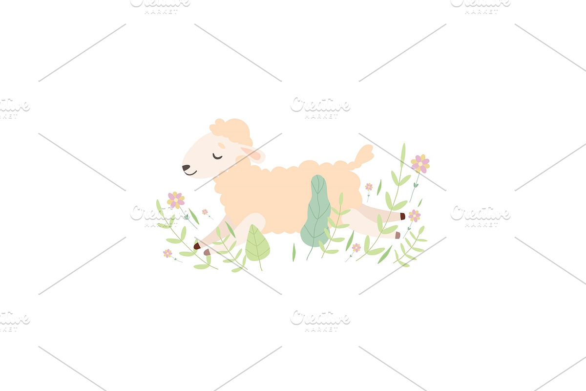 Adorable Little Lamb Sleeping, Cute in Illustrations - product preview 8
