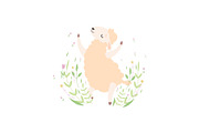 Cute Little Lamb Jumping Happily