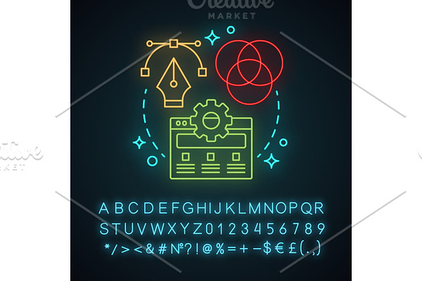Website design neon concept icon