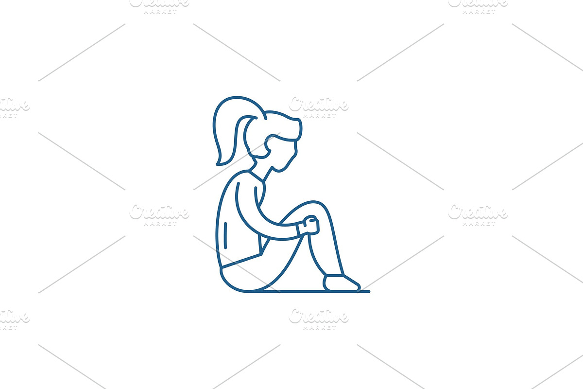 Sadness line icon concept. Sadness in Illustrations - product preview 8