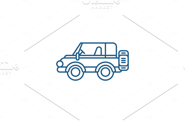 Safari jeep line icon concept