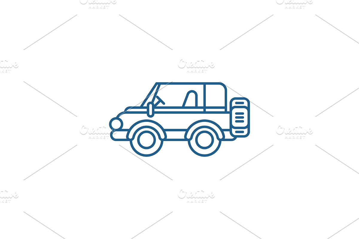 Safari jeep line icon concept in Illustrations - product preview 8