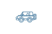 Safari jeep line icon concept