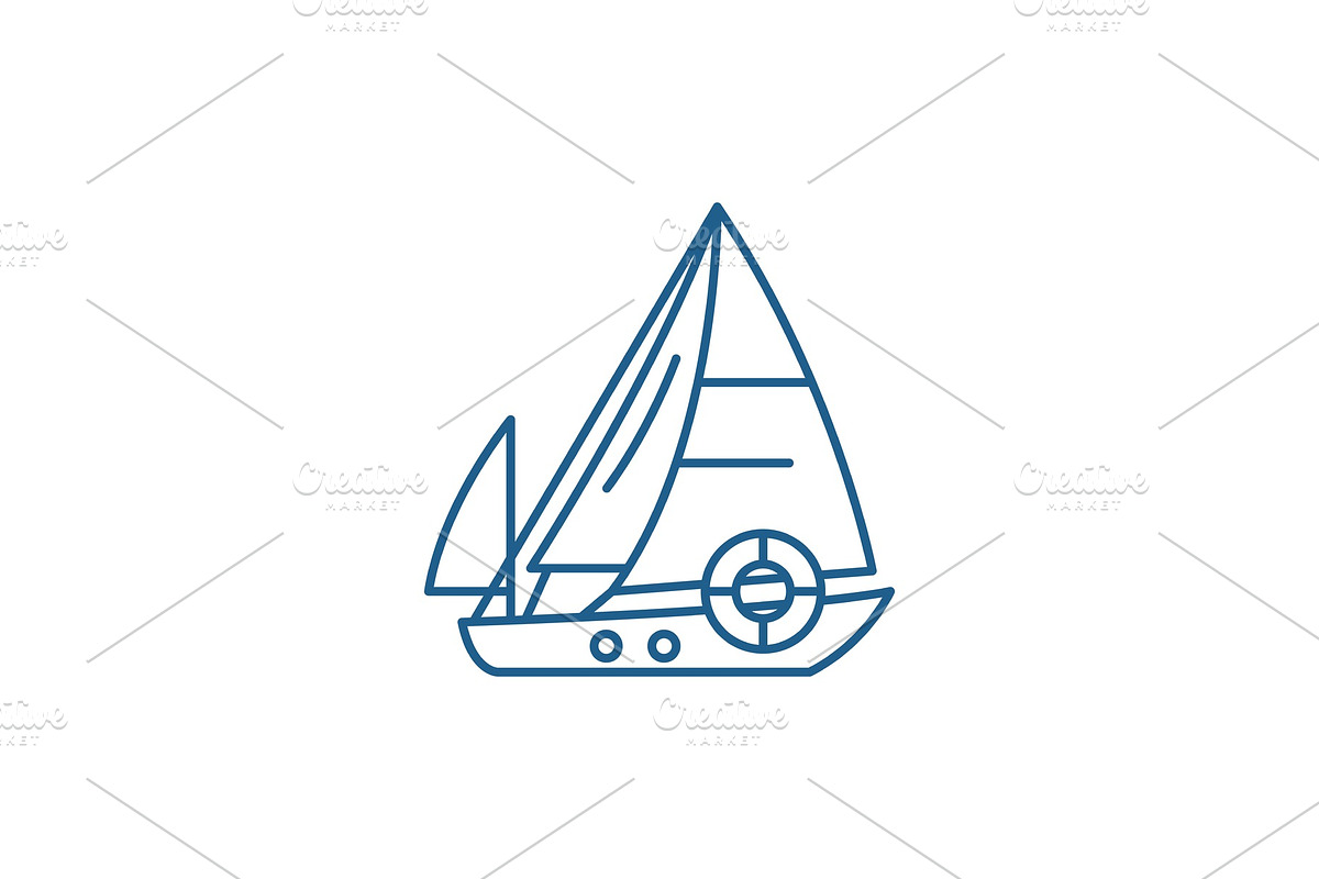 Sailboat line icon concept. Sailboat in Illustrations - product preview 8
