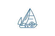 Sailboat line icon concept. Sailboat