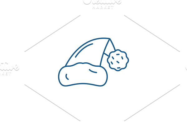 Santa claus hat line icon concept