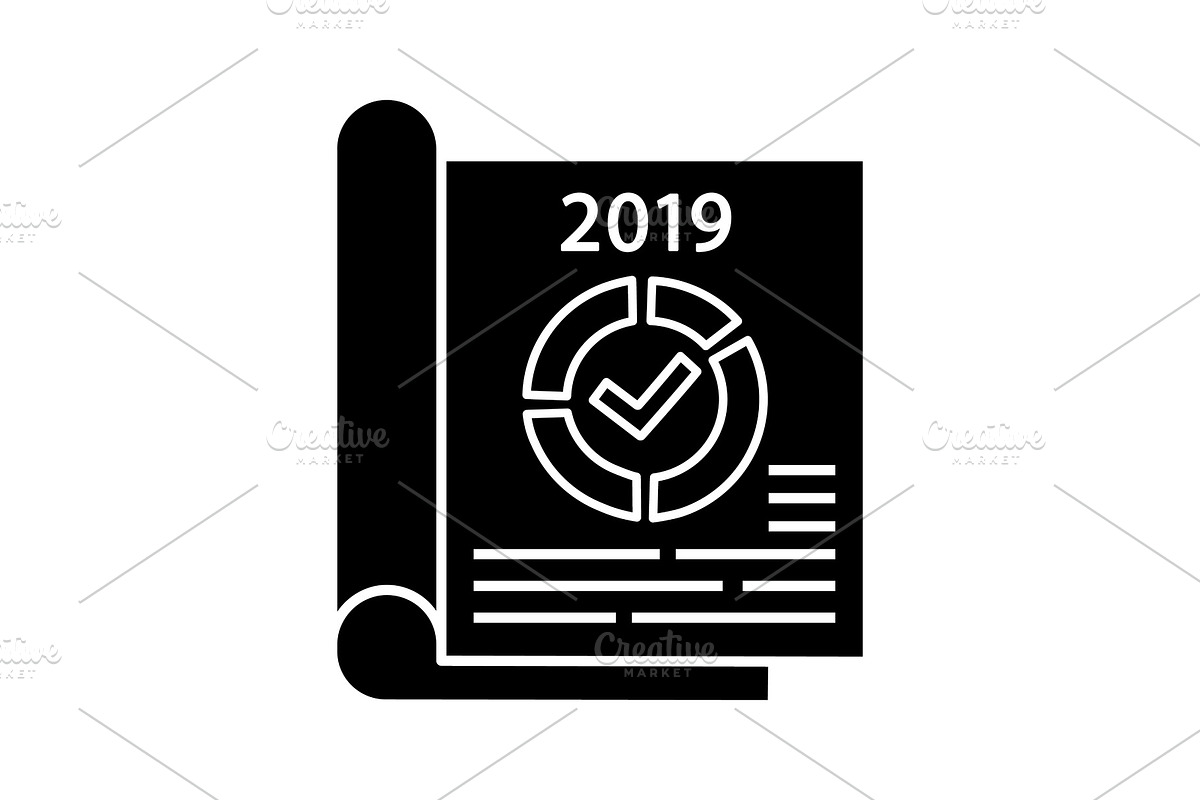Annual report glyph icon in Icons - product preview 8