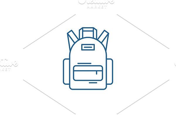 School bag line icon concept. School