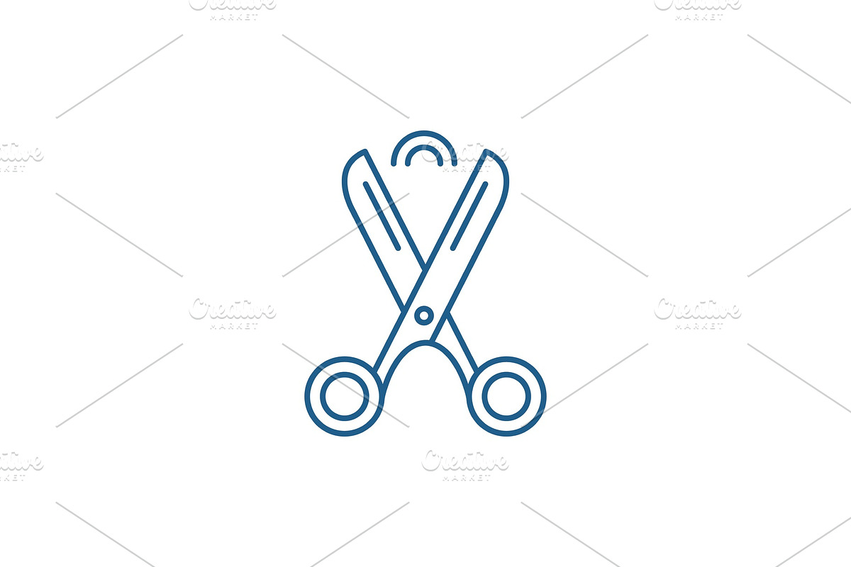 Scissors line icon concept. Scissors in Objects - product preview 8