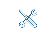 Screwdriver and wrench line icon