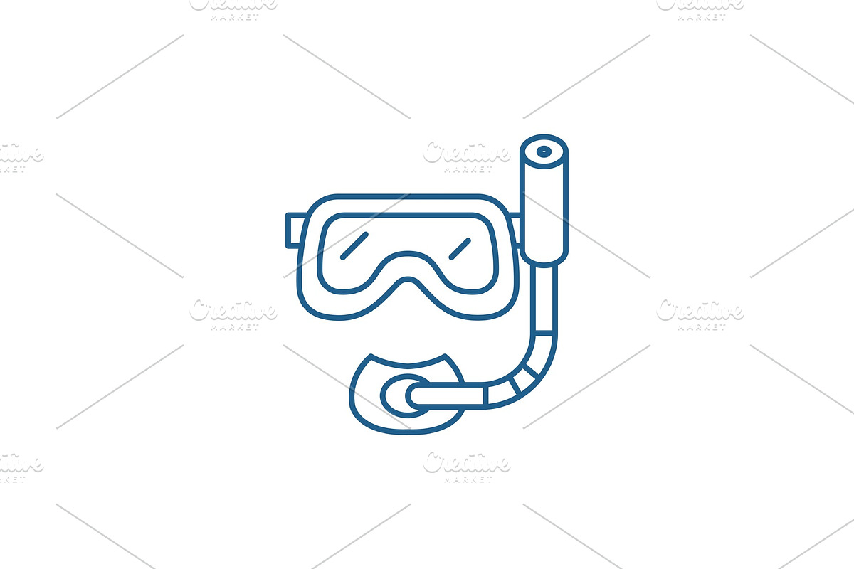 Scuba diving mask line icon concept in Illustrations - product preview 8