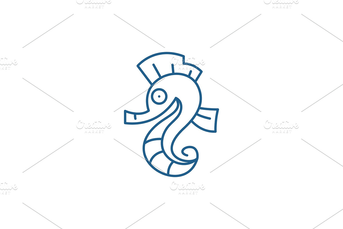 Sea horse line icon concept. Sea in Illustrations - product preview 8