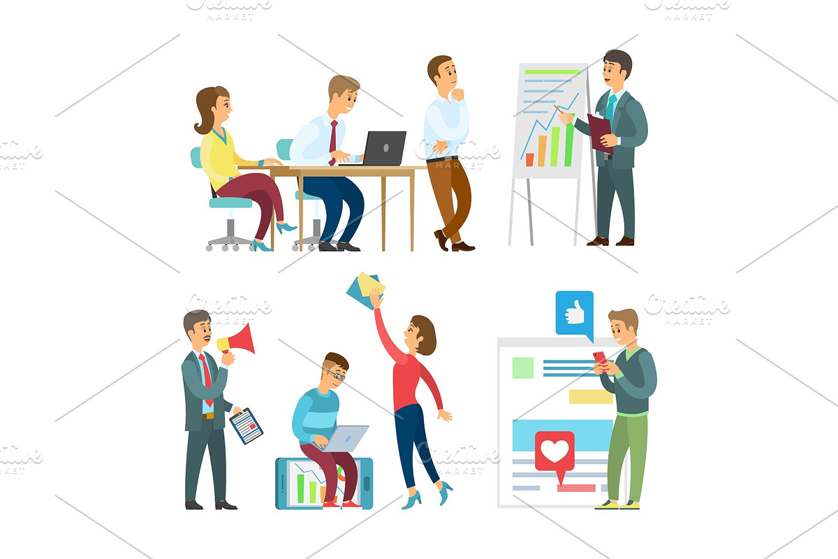 Business Office Workers and IT in Illustrations - product preview 8