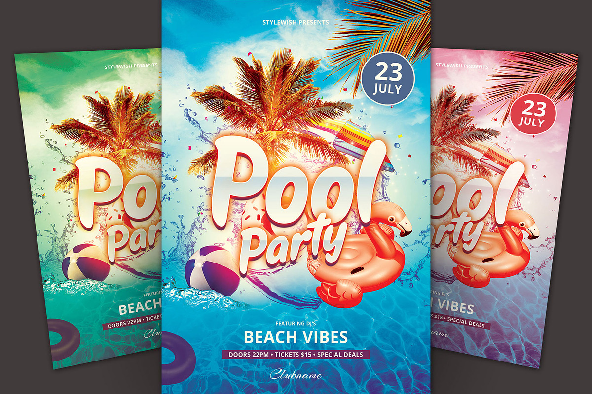 Pool Party Flyer in Flyer Templates - product preview 8