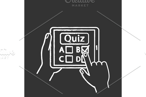 Online quiz chalk icon