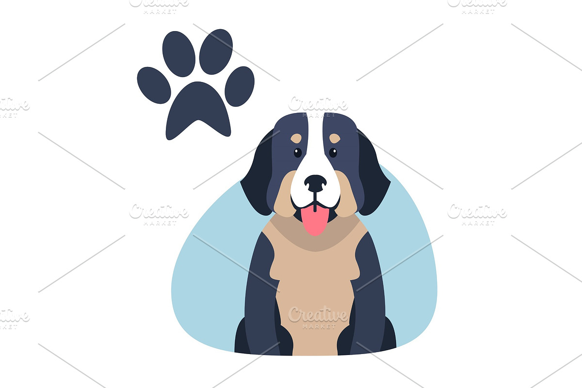 Heavy Bernese Mountain Dog Paw Print in Illustrations - product preview 8