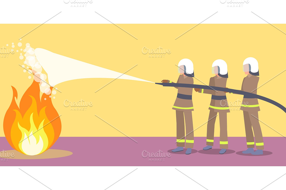 Firefighters in Helmets Trying to in Illustrations - product preview 8