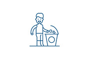 Separate trash line icon concept