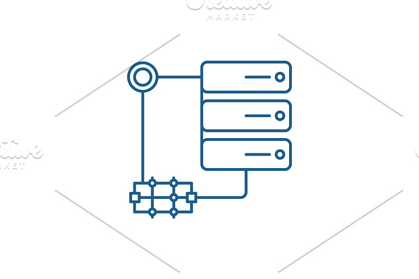 Server technology line icon concept