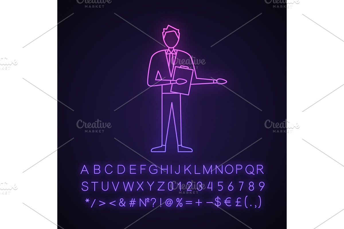 Game show host neon light icon in Icons - product preview 8